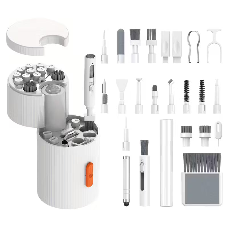 Multi-Device Cleaning & Repair Kit مجموعة تنظيف وصيانة الأجهزة  متعددة الاستخدامات – مثالية لسماعات الرأس، الحواسيب، الهواتف، الأجهزة اللوحية، والكاميرات – تحتوي على فراشي، مفكات، وسوائل تنظيف – مصنوعة من مادة ABS متينة