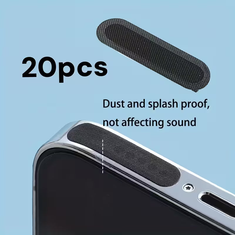 Nylon Speaker Mesh Set مجموعة من 20 قطعة شبكة نايلون سوداء لتنظيف وحماية مكبرات الصوت المحمولة – سهلة التركيب، بدون بطاريات أو أجهزة إلكترونية، غطاء واقٍ مرن لتحسين جودة الصوت description