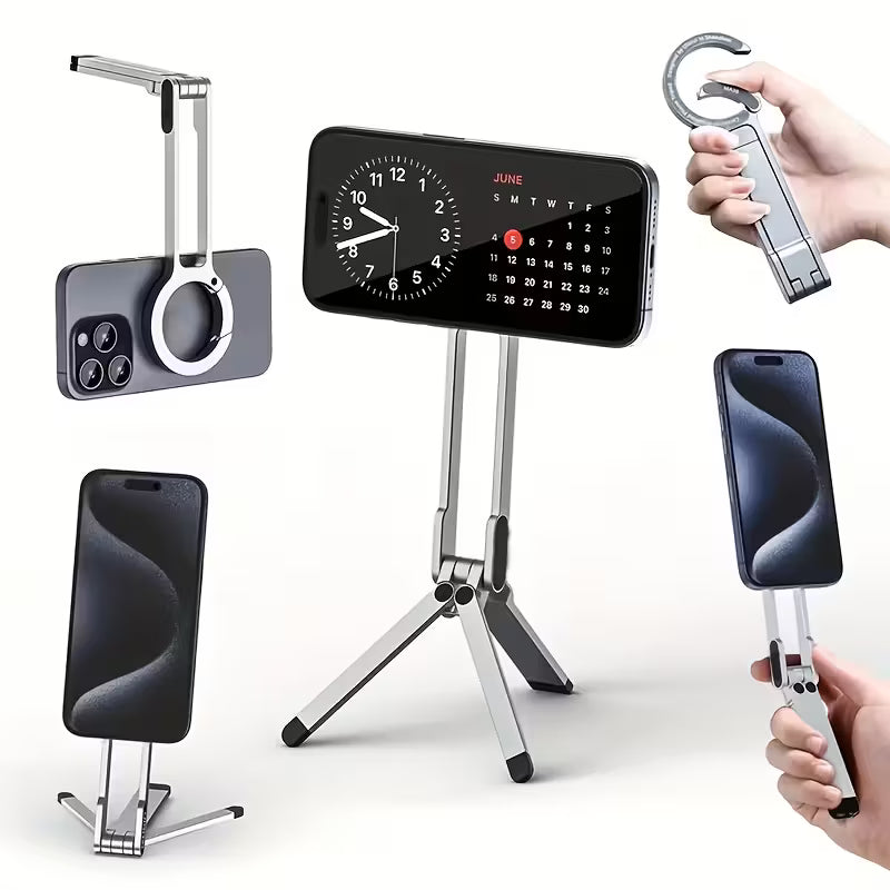 Magnetic Tripod Stand امل ثلاثي القوائم مغناطيسي MA30 من الألومنيوم – متوافق مع iPhone وMagSafe، حامل جيب للهواتف الذكية مزوّد بمغناطيس مزدوج وتركيب سريع