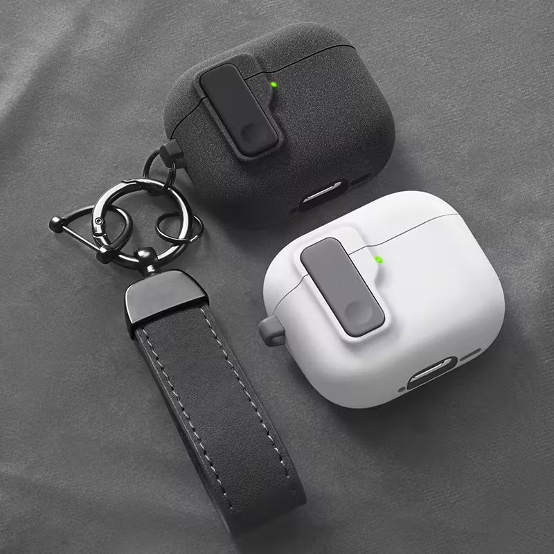 حافظة فاخرة لسماعات AirPods  – غطاء سيليكون متين مع كيس مقاوم للصدمات وحبل حمل – تصميم أنيق وبسيط&nbsp;
