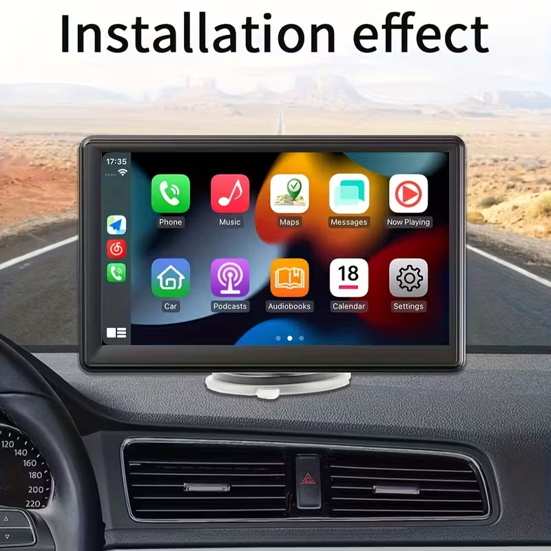 CarPlay screen شة سيارة لاسلكية 17.78 سم مع CarPlay و Android Auto، مشغل فيديو وموسيقى بسيط التركيب