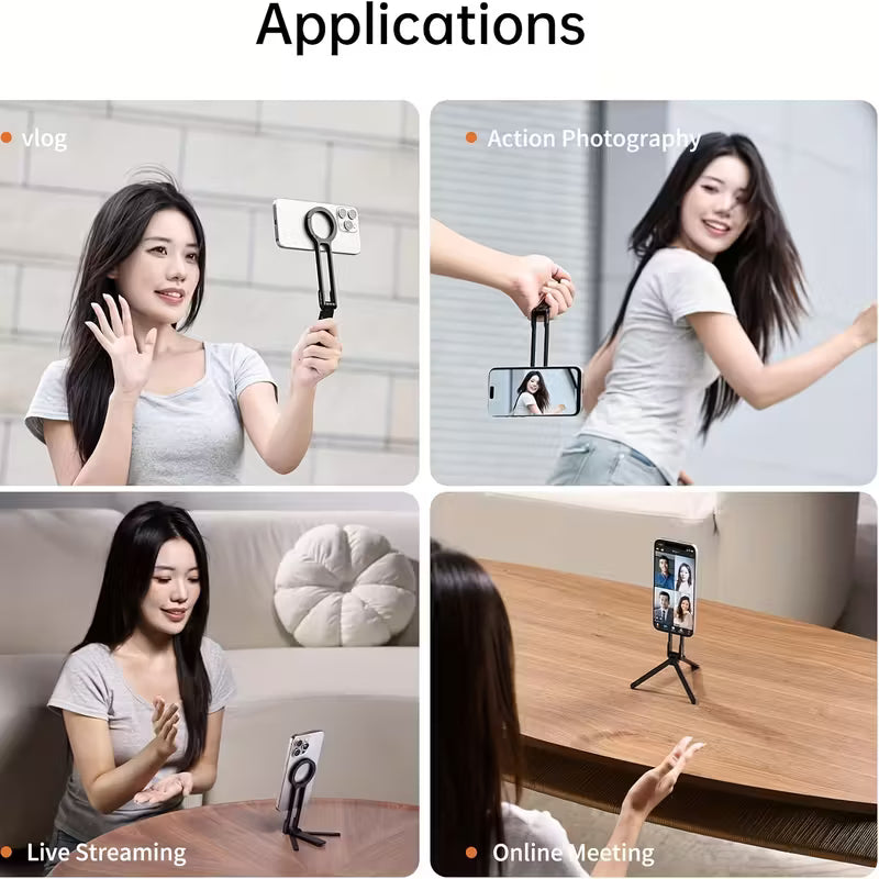 Magnetic Tripod Stand امل ثلاثي القوائم مغناطيسي MA30 من الألومنيوم – متوافق مع iPhone وMagSafe، حامل جيب للهواتف الذكية مزوّد بمغناطيس مزدوج وتركيب سريع