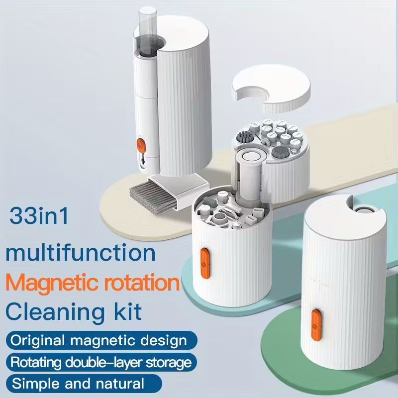 Multi-Device Cleaning & Repair Kit مجموعة تنظيف وصيانة الأجهزة  متعددة الاستخدامات – مثالية لسماعات الرأس، الحواسيب، الهواتف، الأجهزة اللوحية، والكاميرات – تحتوي على فراشي، مفكات، وسوائل تنظيف – مصنوعة من مادة ABS متينة